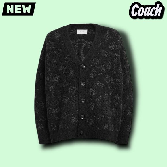 New NWT Coach Signature Cardigan – Charcoal Signature (Size Medium) - Picture 1 of 5